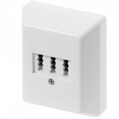 ZE-Kom TAE Dreifachdose: TAE 2 x 6/6 AP NF/F, Rein RAL 9010, Schraubklemmen, Lose Blanc