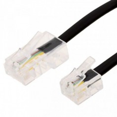  014146 15m Noir, Translucide câble de téléphone 014146, 8P4C (RJ45), 6P4C (RJ11)