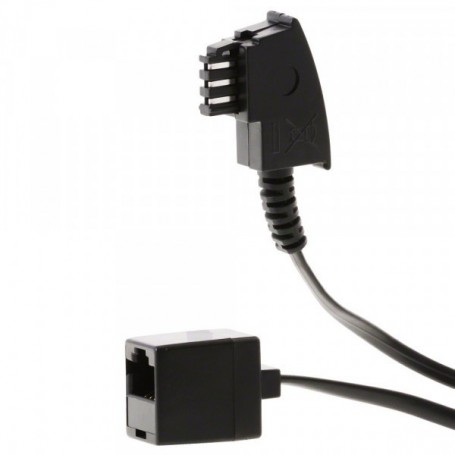 adaptateur TAE F prise mâle / 8P4C femelle RJ45 - avec kurzem Verbindungscable (ca. 0,2 m), lose,Belegung Kontakte TAE F prise mâle/ 8P4C-Buchse: 1-6, 2-3, 3-5, 4-4 (Telekom)