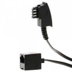 adaptateur TAE F prise mâle / 8P4C femelle RJ45 - avec kurzem Verbindungscable (ca. 0,2 m), lose,Belegung Kontakte TAE F prise mâle/ 8P4C-Buchse: 1-6, 2-3, 3-5, 4-4 (Telekom)