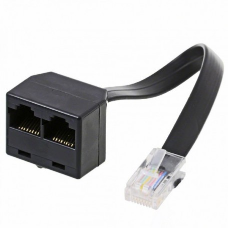 8P8C-Zweifachadapter noir, ca.10 cm cable - 8P8C-prise mâle á 8P8C-Zweifachbuchse (Y-adaptateur RJ45), sans Abschlusswiderstand, lose