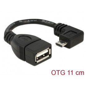  Câble USB micro B mâle vers USB 2.0 A femelle à angle 11 cm