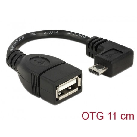  Câble USB micro B mâle vers USB 2.0 A femelle à angle 11 cm