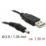 DeLOCK USB Cable Power-Kabel,3,1mm Hohlst. câble USB 1,5 m USB A Noir