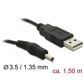 DeLOCK USB Cable Power-Kabel,3,1mm Hohlst. câble USB 1,5 m USB A Noir