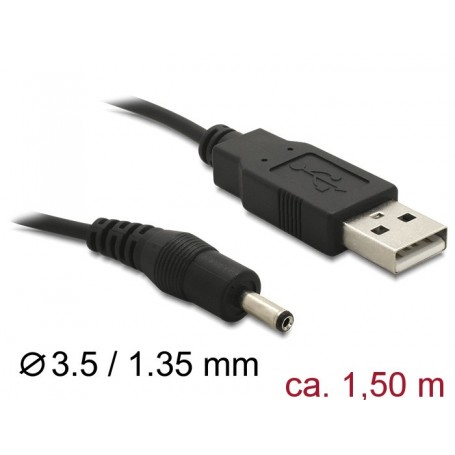 DeLOCK USB Cable Power-Kabel,3,1mm Hohlst. câble USB 1,5 m USB A Noir