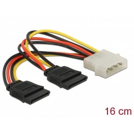  60102 Câble d'alimentation Molex 4 broches mâle 2 x SATA 15 broches femelle, 16cm