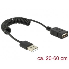 Delock Câble spiralé USB 2.0 USB A - USB A 0.6 m