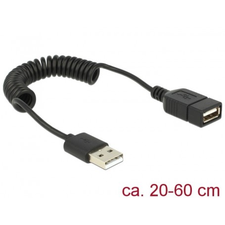 Delock Câble spiralé USB 2.0 USB A - USB A 0.6 m