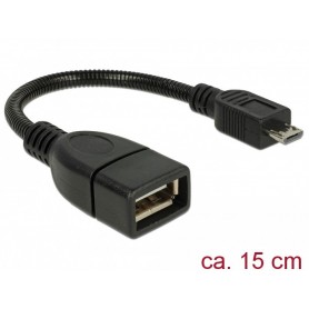 DeLOCK - USB-Kabel - 5-polig Micro-USB Typ B (M) - USB Typ A, 4-polig (W) - 18 cm (USB 2.0 OTG) - Schwarz