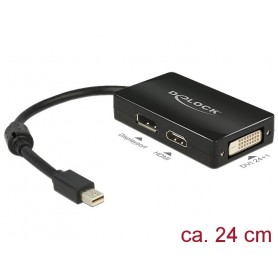 DeLOCK 62623 Câble Adaptateur Mini DisplayPort 1.1 mâle vers 1 x DisplayPort et 1 x HDMI 1 x et 1 x DVI 24 + 1 Noir