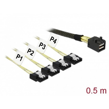 DeLOCK Câble fiche Mini SAS HD SFF 8643 4X vers 4 Prises SATA