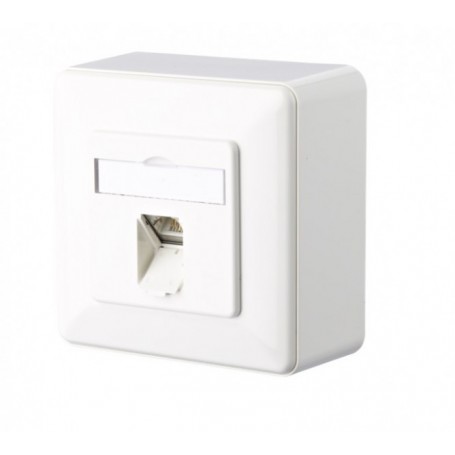 Prise réseau encastré insert avec plaque centrale et châssis CAT 6a 1 port Metz Connect 130C371002-I blanc pur 