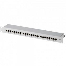  Panneau de Brassage Cat 6A 19" 1HE 24 Ports Gris