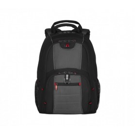 WENGER Pillar Sac à Dos pour Ordinateur Portable 16 Pouces avec Poche pour Tablette Tactile 10 Pouces, Système d’Organisation, 25 l, Femmes Hommes, Bureau Voyages d’Affaires Uni, Noir/Gris, 600633