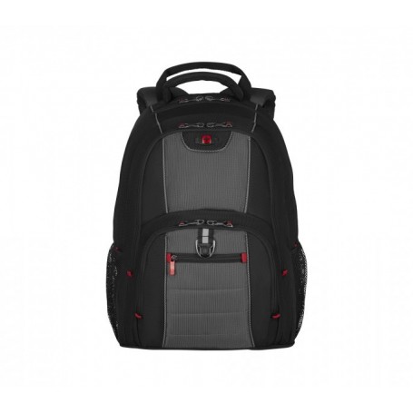 WENGER Pillar Sac à Dos pour Ordinateur Portable 16 Pouces avec Poche pour Tablette Tactile 10 Pouces, Système d’Organisation, 25 l, Femmes Hommes, Bureau Voyages d’Affaires Uni, Noir/Gris, 600633