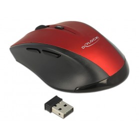 DeLOCK 12493 souris RF sans fil Optique 1600 DPI Droitier Noir, Rouge - Souris (Droitier, Optique, RF sans fil, 1600 DPI, Noir, Rouge)