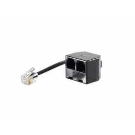 HELOS 6P4C Adaptateur à deux fois noir, environ 10 cm de câble