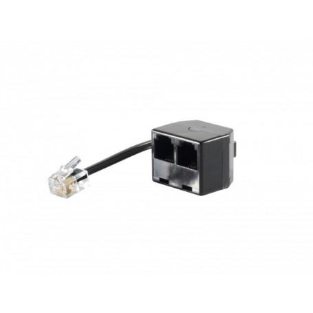 HELOS 6P4C Adaptateur à deux fois noir, environ 10 cm de câble
