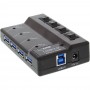 Hub 4 ports InLine® USB 3.0 avec commutateur noir + alimentation 3,5 A