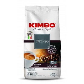 Café en grains Kimbo Intenso, idéal pour les expressos, sachet de 1 kg