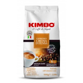 Café en grains Kimbo Crema Intensa, torréfaction moyenne, sachet de 1 kg