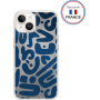 Coque résine motifs bleus
