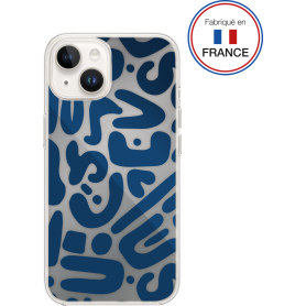 Coque résine motifs bleus