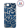 Coque résine motifs bleus