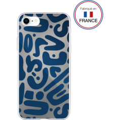 Coque résine motifs bleus