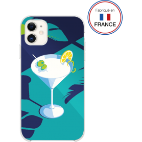 Coque résine cockatail bleu effet miroir