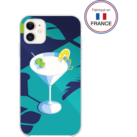Coque résine cockatail bleu effet miroir