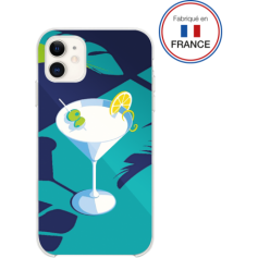 Coque résine cockatail bleu effet miroir