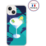 Coque résine cockatail bleu effet miroir