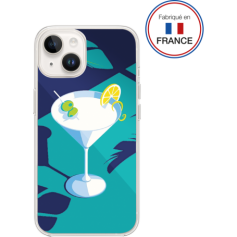 Coque résine cockatail bleu effet miroir