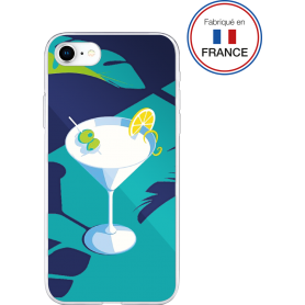 Coque résine cockatail bleu effet miroir