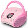 Lenco Radio Lecteur CD SCD-24 pour Enfant Chaîne Stéréo Prise Casque Aux in - Écran LCD - Batterie et Alimentation électrique - Rose
