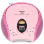 Lenco Radio Lecteur CD SCD-24 pour Enfant Chaîne Stéréo Prise Casque Aux in - Écran LCD - Batterie et Alimentation électrique - Rose