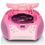 Lenco Radio Lecteur CD SCD-24 pour Enfant Chaîne Stéréo Prise Casque Aux in - Écran LCD - Batterie et Alimentation électrique - Rose