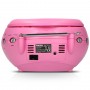 Lenco Radio Lecteur CD SCD-24 pour Enfant Chaîne Stéréo Prise Casque Aux in - Écran LCD - Batterie et Alimentation électrique - Rose