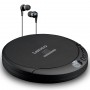 Lenco Lecteur CD CD-200 Discman avec écran LCD - Batterie et fonction CA - Fonction livre audio - Comprend casque stéréo, câble de charge USB H Noir, Antichoc