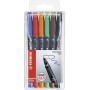 STABILO OHPen Lot de 6 marqueurs permanents a  pointe ogive Couleurs : Noir, Bleu, Marron, Vert, Rouge en polypropylene Largeur 