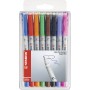 Pochette x 8 stylos-feutres STABILO OHPen soluble 0,4 mm - noir + bleu + rouge + vert