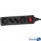 Barrette d'alimentation InLine® 4 ports 2x Type F allemand + 2x Euro avec interrupteur noir 5m