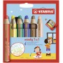 Etui carton x 6 crayons multi-talents STABILO woody 3 in 1 + 1 taille-crayon