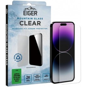 Protection d'écran Mountain Glass pour iPhone 15 Plus/15 Pro Max | Verre trempé 9H | Compatible avec les coques | Ultra fin | Panneau en verre