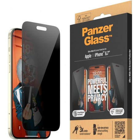 PanzerGlass - Apple IPhone 15 Plus 6.7 Ultra Wide Fit with Applicator Privacy