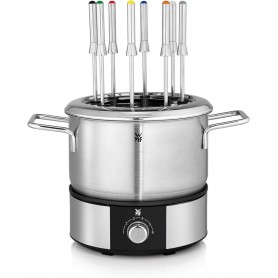 WMF LONO Fondue Électrique, 8 personnes, Récipient en Inox, 8 Fourchettes à Fondue en Acier Inoxydable, Design Elegant, Haute Puissance 1400W, 0415130011