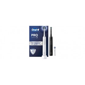 Oral-B Pro 3 3900 Lot De 2 Brosses À Dents Électriques Et 3 Brosses À Dents Avec 3 Modes De Brossage Et Contrôle Visuel À 360 Pour Soins Dentaires, Cadeau Pour Lui, Blanc/Noir, 1 unité (Lot de 1)
