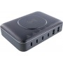 InLine® Qi powerstation multiport, power supply, charger, 4x USB Type-C, 2x USB Type A, GaN, 100W, Wireless Charging 15W, black